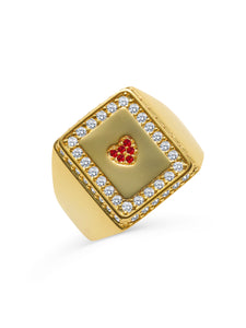 RED HEART signet ring